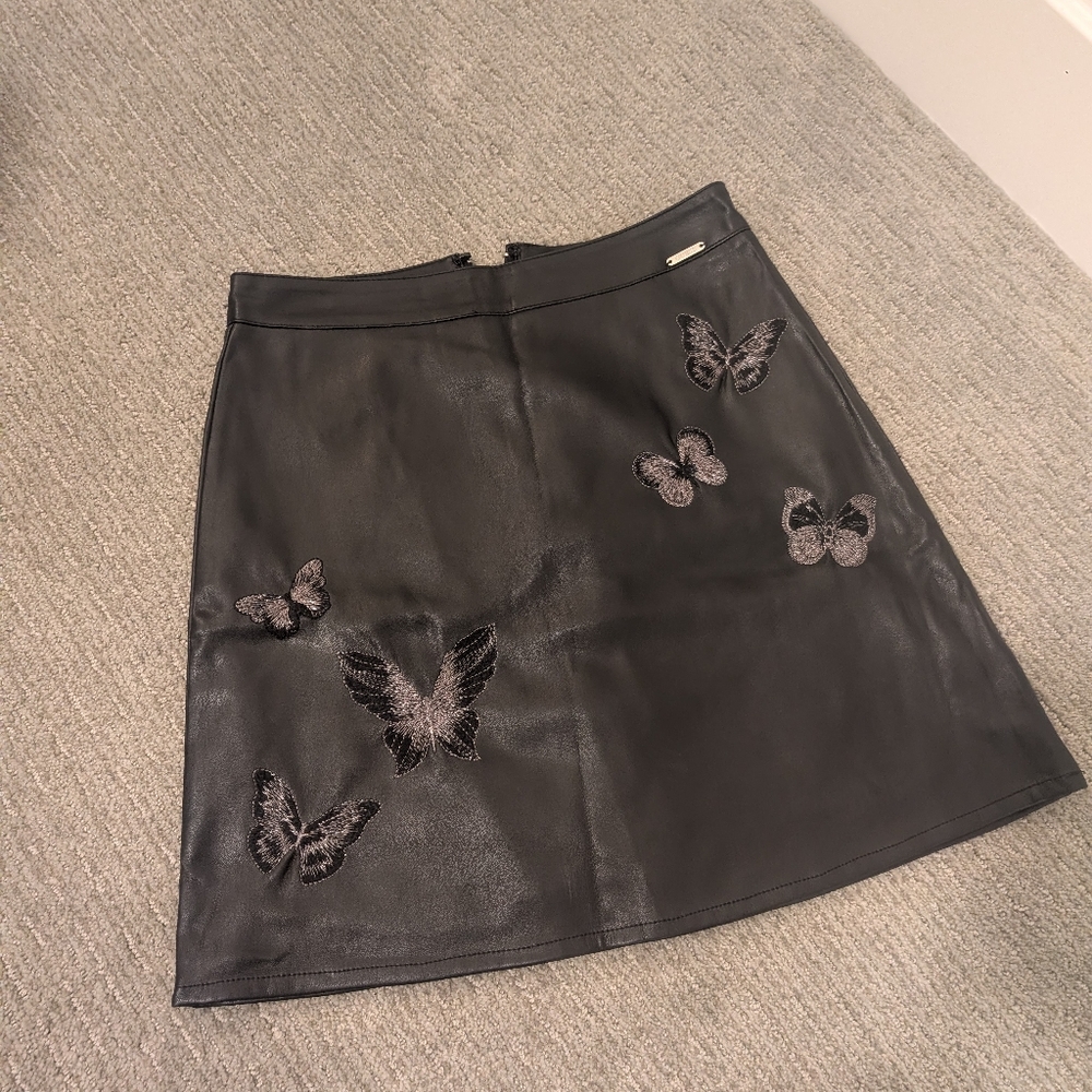 Guess Black Mini Skirt with Butterfly Design